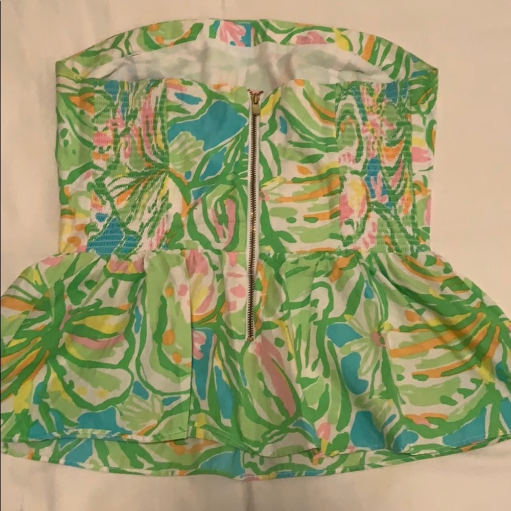 Lilly Pulitzer Strapless Peplum Top - Picture 2 of 5